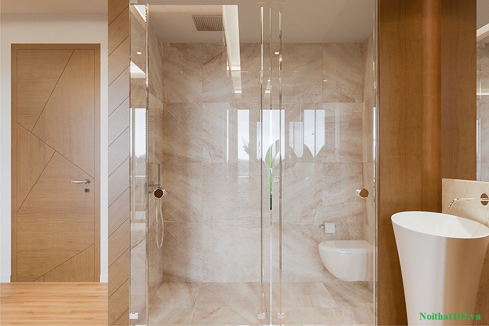 Thiết kế nội thất biệt thự hiện đại nhà anh Dũng VinCom: Phòng tắm